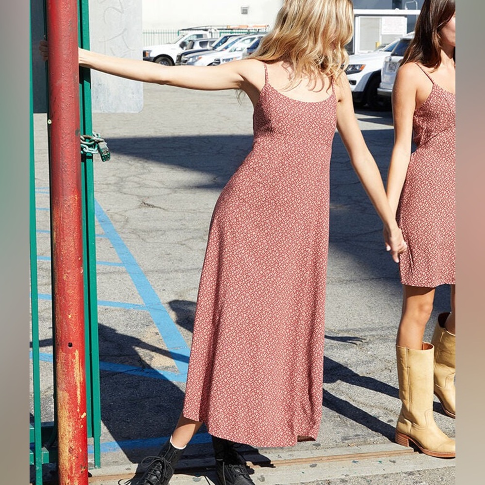 Brandy Melville Red Colleen Floral Maxi Dress